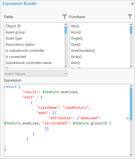 Arcade-Ausdruck im Fenster "Expression Builder"