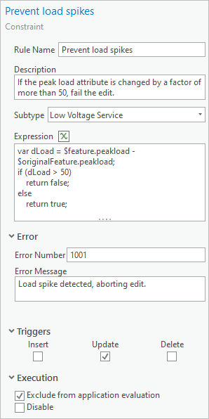 Vollständige Parameter der Regel "Prevent load spikes"