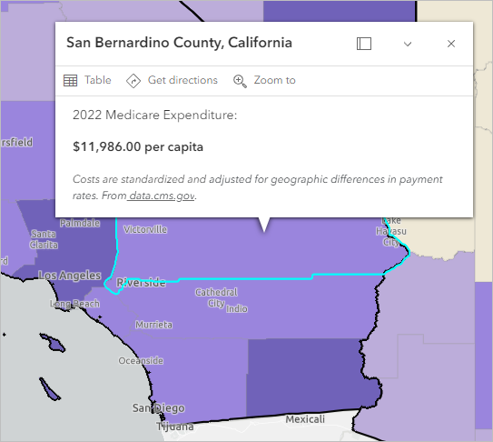 Das San Bernardino-County-Pop-up