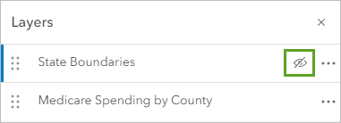 Schaltfläche "Sichtbarkeit" für den Layer "USA Census States"