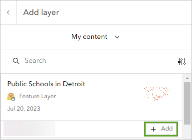 Add button for the Public Schools in Detroit layer