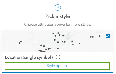 Style options for the Location (single symbol) style