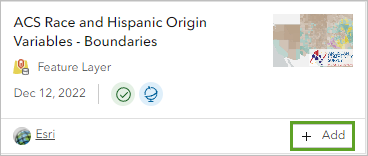 Add button for the ACS Race and Hispanic Origin Variables - Boundaries layer
