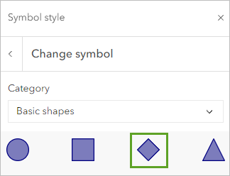 Diamond symbol under Basic shapes in the Symbol style window