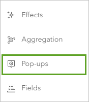 Pop-ups on the Settings toolbar