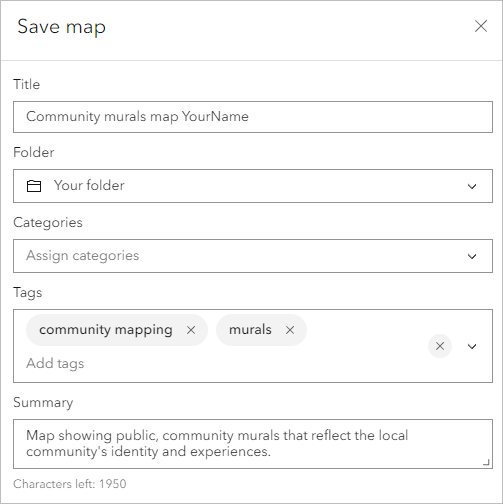 Save map window