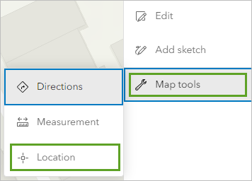 Location tool on the Map tools menu