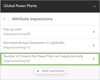 Attribute expressions list