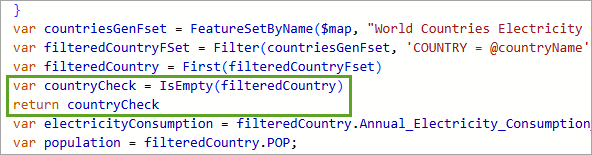 countryCheck variable and return statement