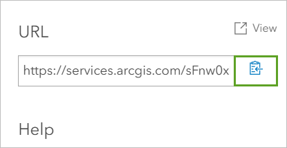 Copy button for the URL of the feature service
