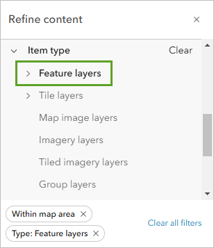 Feature layers filter selected