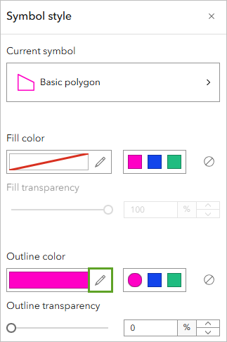 Edit button for the outline color