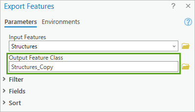 Export Features parameters