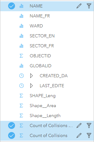 Selected fields