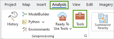 Tools button in the Geoprocessing group on the Analysis tab