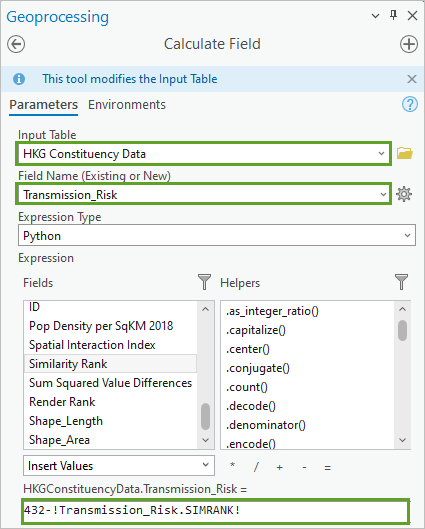 Calculate Field tool