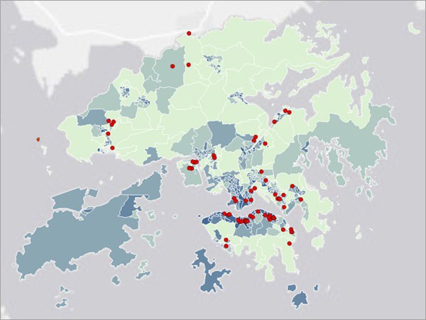 Map of Hong Kong with susceptibility risk results