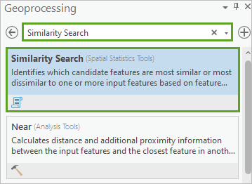 Similarity Search tool in the Geoprocessing pane