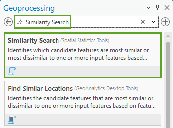 Similarity Search tool in the Geoprocessing pane