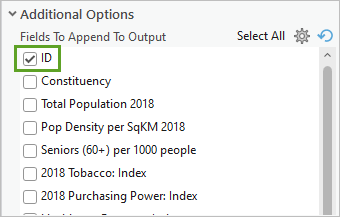 Fields To Append To Output list