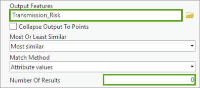 Additional Similarity Search tool parameters entered