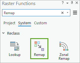 Remap raster function in list of search results
