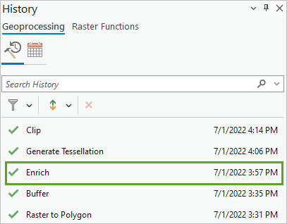 Enrich tool in geoprocessing history