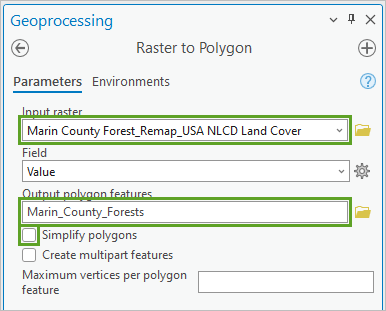 Search for Raster to Polygon tool