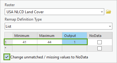 Parameters for the Remap Properties raster function