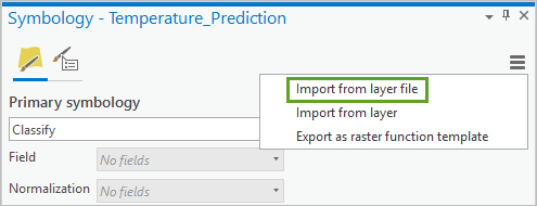 Import symbology to the temperature prediction raster