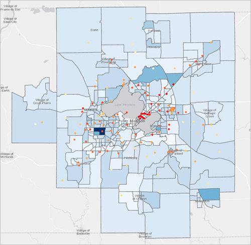 Block groups of Madison, Wisconsin