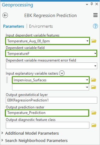 EBK Regression Prediction parameters