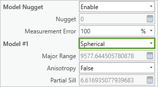 Change to a spherical semivariogram model.