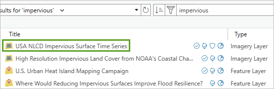 Choose USA NLCD Impervious Surface Time Series.