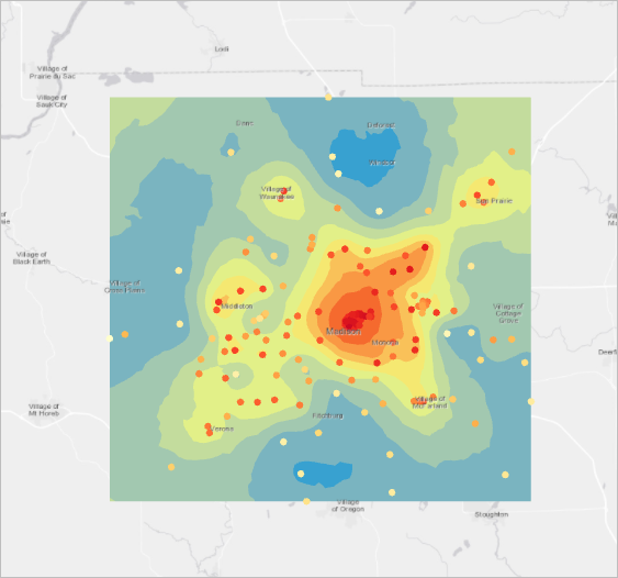 Simple kriging temperature surface