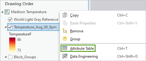 Attribute Table for Temperature_Aug_08_8pm