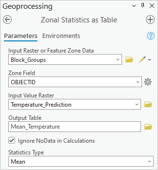 Zonal Statistics as Table parameters