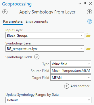 Apply Symbology from Layer tool