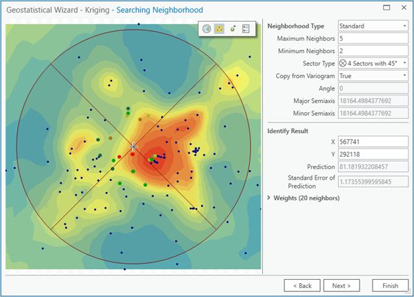 Searching Neighborhood page of the Geostatistical Wizard