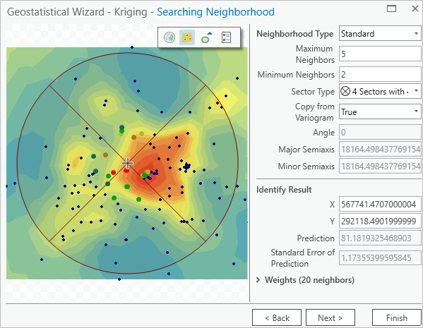 Searching Neighborhood page of the Geostatistical Wizard