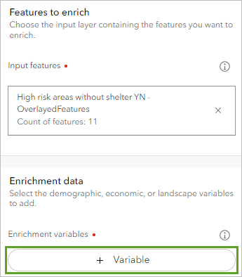 Choose variables to enrich the polygon layer.