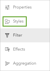 Styles button on the Settings toolbar