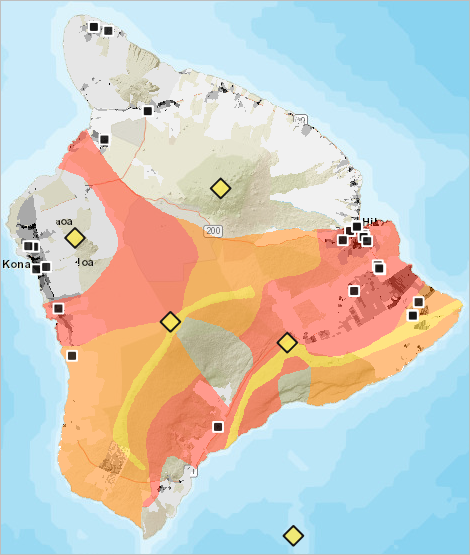 Filtered layer showing high, very high, and extremely high hazard zones