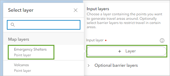 Choose Shelters in high risk areas as the input layer.Graphical user interface, text, application Description automatically generated