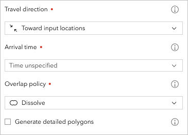 Set the travel direction and overlap policy parameters.