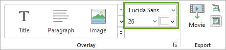 Font properties for the dynamic text overlay