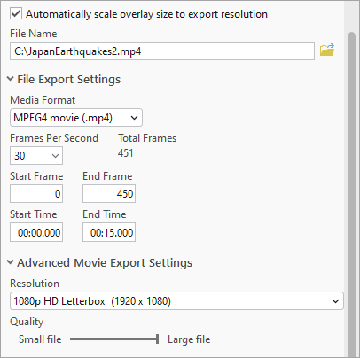 Export movie settings