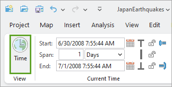 Time button on the ribbon