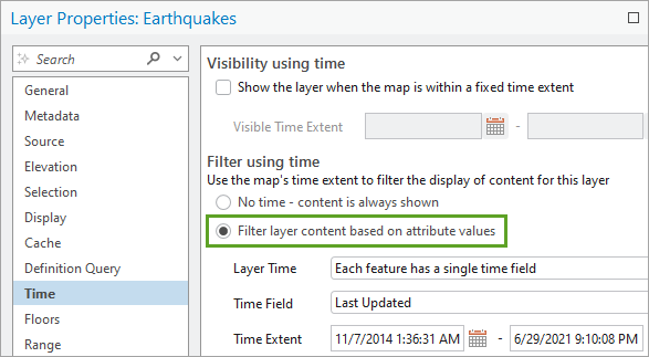 Filter layer content based on attribute values option