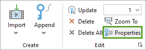 Properties button on the ribbon